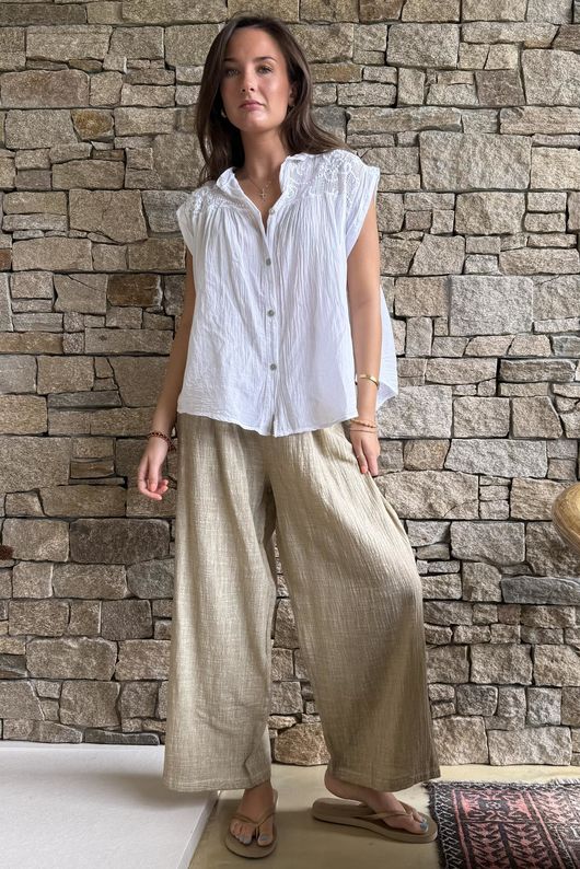 Elsie Pure Cotton Cap Sleeve Blouse White